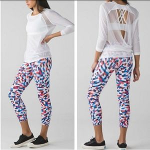 Lululemon Wunder Under Crop III Capoeira Multi Leggings sz 6